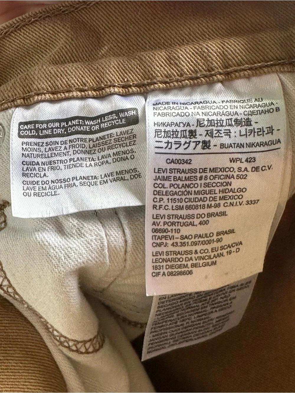 Levi’s 513 Slim Straight Khaki Stretch Jeans Men’s 31x30 Tan Casual Pants